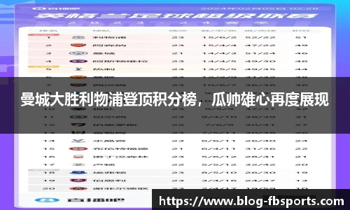 曼城大胜利物浦登顶积分榜,瓜帅雄心再度展现