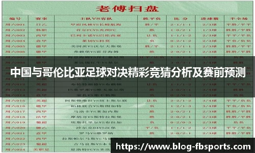 中国与哥伦比亚足球对决精彩竞猜分析及赛前预测